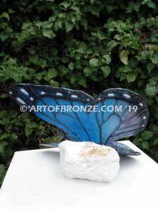 Blue Monarch butterfly and moth statues can be customized to go anywhere