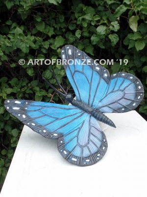 Blue Monarch butterfly and moth statues can be customized to go anywhere