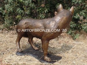 Clever bronze mascot fox sculpture for gallery, art in public places or school mascot