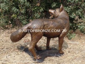 Clever bronze mascot fox sculpture for gallery, art in public places or school mascot