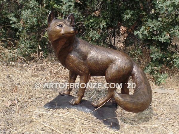 Clever bronze mascot fox sculpture for gallery, art in public places or school mascot