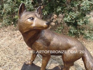 Clever bronze mascot fox sculpture for gallery, art in public places or school mascot