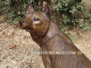 Clever bronze mascot fox sculpture for gallery, art in public places or school mascot