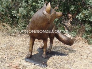 Clever bronze mascot fox sculpture for gallery, art in public places or school mascot