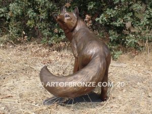 Clever bronze mascot fox sculpture for gallery, art in public places or school mascot