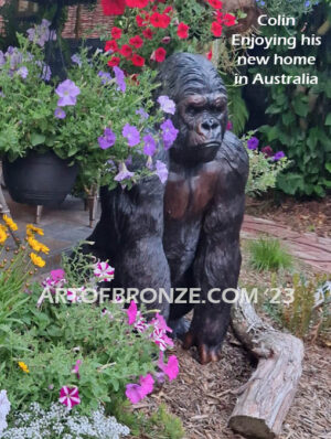 Western Lowland lost wax high quality bronze cast outdoor standing gorilla statue