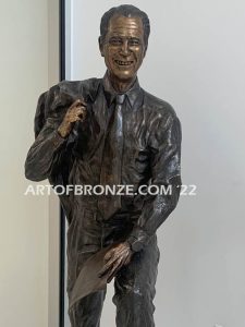 Original, custom created standing life-size bonze landmark sculpture for corporate office