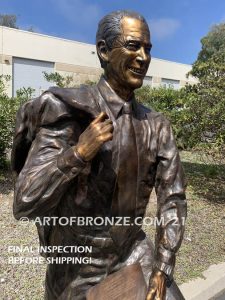 Original, custom created standing life-size bonze landmark sculpture for corporate office