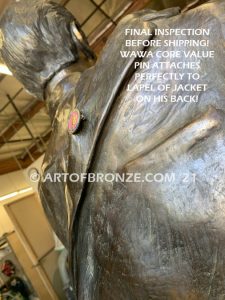 Original, custom created standing life-size bonze landmark sculpture for corporate office