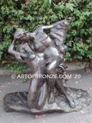 Eternal Springtime bronze sculpture pair of lovers kissing circa 1884