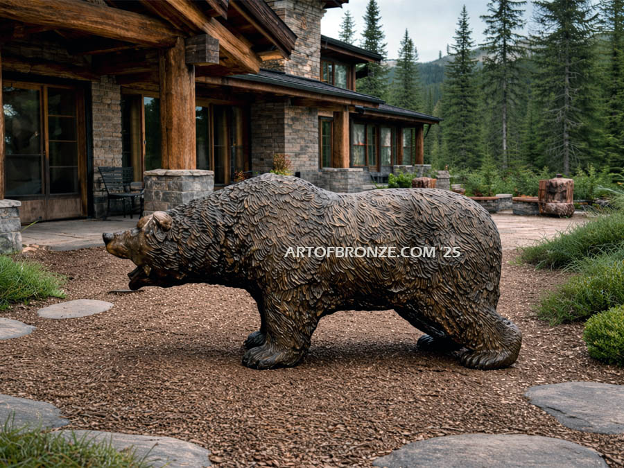 Force of Nature bronze sculpture grizzly bear, black bear and brown bear mascot for school, university or zoo
