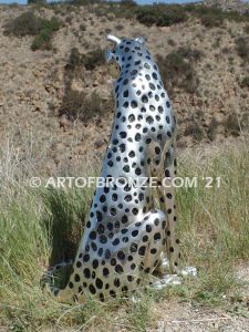 High Alert African Serengeti bronze cheetah sculpture for gallery, museum or private collector