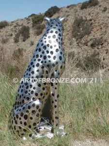 High Alert African Serengeti bronze cheetah sculpture for gallery, museum or private collector