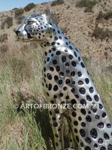 High Alert African Serengeti bronze cheetah sculpture for gallery, museum or private collector