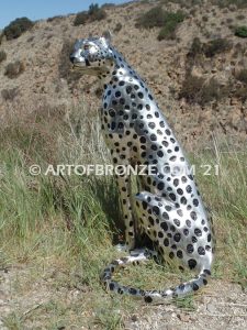 High Alert African Serengeti bronze cheetah sculpture for gallery, museum or private collector