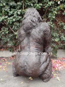 Western Lowland lost wax high quality bronze cast outdoor standing gorilla statue