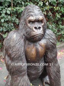 Western Lowland lost wax high quality bronze cast outdoor standing gorilla statue