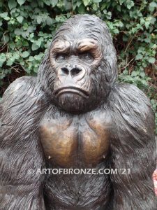 Western Lowland lost wax high quality bronze cast outdoor standing gorilla statue