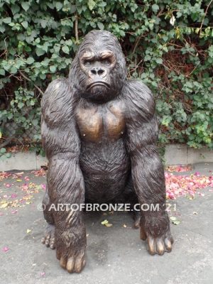 Western Lowland lost wax high quality bronze cast outdoor standing gorilla statue