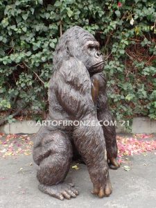 Western Lowland lost wax high quality bronze cast outdoor standing gorilla statue