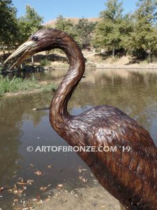 Marshland Magic heron pair lost wax casting of pair of cranes for fountain