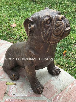 Treat Time gallery quality custom bronze sculpted statue of sitting bulldog