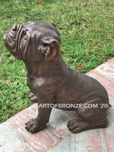 Treat Time gallery quality custom bronze sculpted statue of sitting bulldog