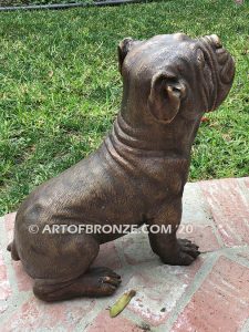 Treat Time gallery quality custom bronze sculpted statue of sitting bulldog