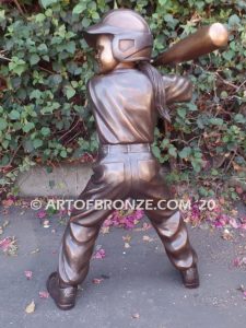 Turbo outdoor bronze sculpture of pee wee softball girl batter