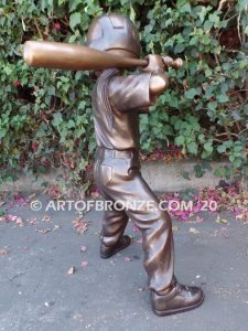 Turbo outdoor bronze sculpture of pee wee softball girl batter