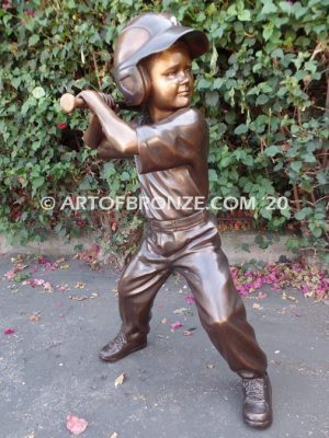 Turbo outdoor bronze sculpture of pee wee softball girl batter