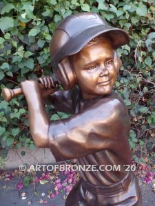 Turbo outdoor bronze sculpture of pee wee softball girl batter