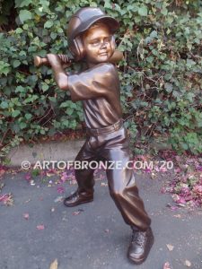 Turbo outdoor bronze sculpture of pee wee softball girl batter