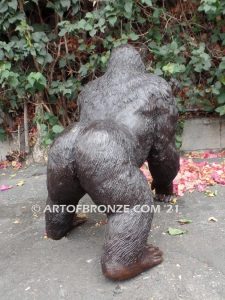 Western Lowland lost wax high quality bronze cast outdoor standing gorilla statue