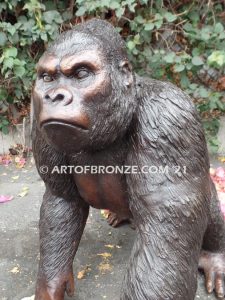 Western Lowland lost wax high quality bronze cast outdoor standing gorilla statue