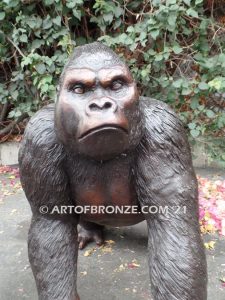 Western Lowland lost wax high quality bronze cast outdoor standing gorilla statue