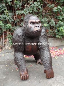 Western Lowland lost wax high quality bronze cast outdoor standing gorilla statue