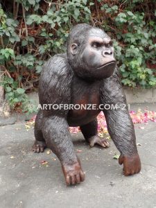 Western Lowland lost wax high quality bronze cast outdoor standing gorilla statue