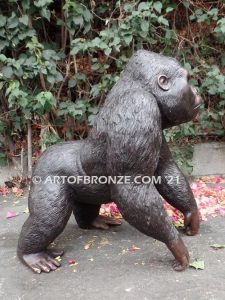 Western Lowland lost wax high quality bronze cast outdoor standing gorilla statue