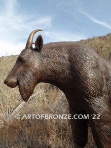 Cliffside mountain goat high-quality bronze cast outdoor monumental sculpture for public display