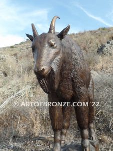Cliffside mountain goat high-quality bronze cast outdoor monumental sculpture for public display