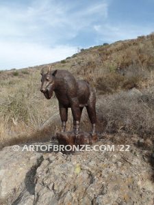 Cliffside mountain goat high-quality bronze cast outdoor monumental sculpture for public display