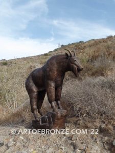 Cliffside mountain goat high-quality bronze cast outdoor monumental sculpture for public display