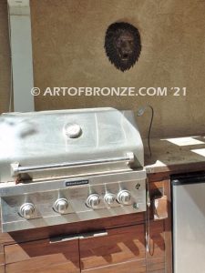Lion custom bas relief bronze head for decorative front entrance display