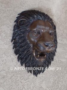 Lion custom bas relief bronze head for decorative front entrance display