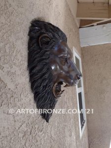 Lion custom bas relief bronze head for decorative front entrance display