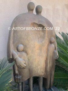 Family of 4 bronze sculpture of modern/abstract family for private gallery or public display