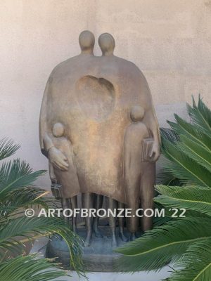 Family of 4 bronze sculpture of modern/abstract family for private gallery or public display