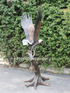 Lord of the Sky bronze sculpture of bald eagle monument for school, commercial property or residence