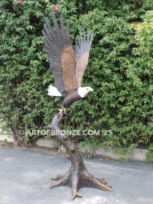 Lord of the Sky bronze sculpture of bald eagle monument for school, commercial property or residence